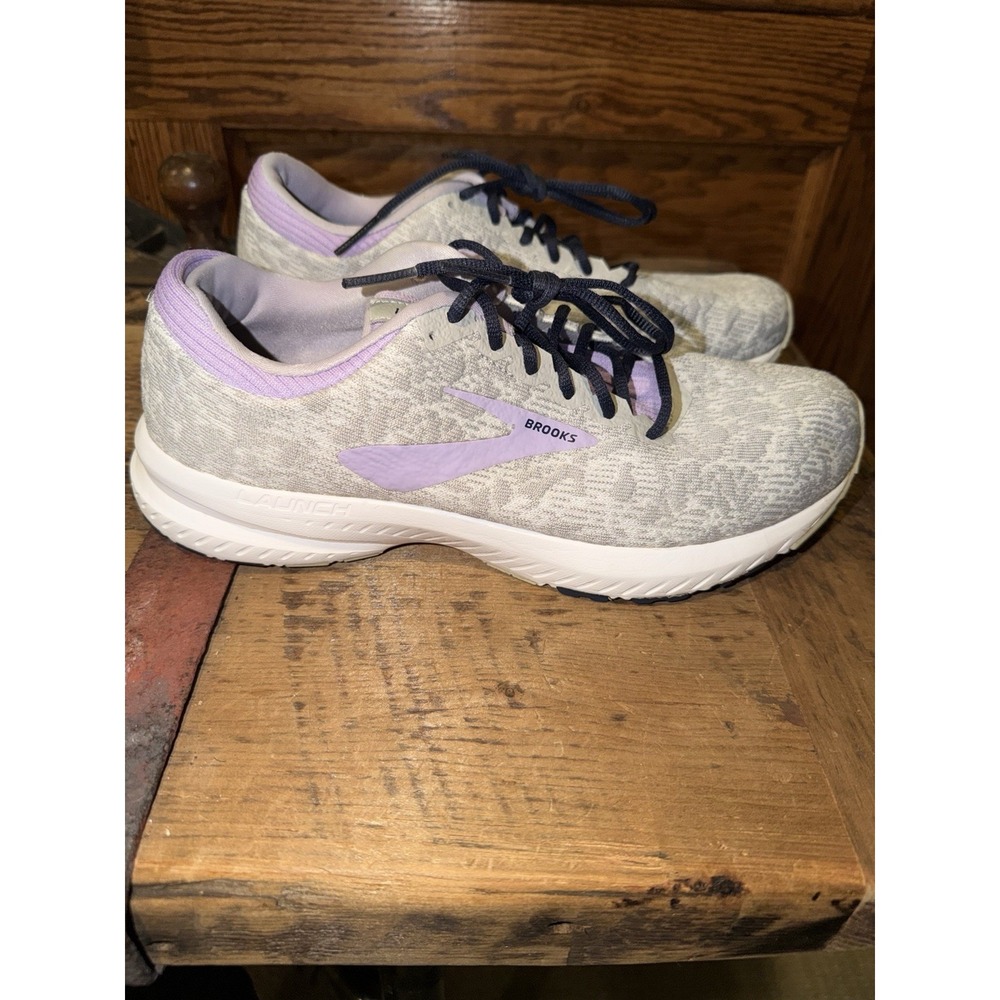 Brooks Launch 6 Running Sneakers Women Size 10 B Gray Purple Comfort Low Shoes